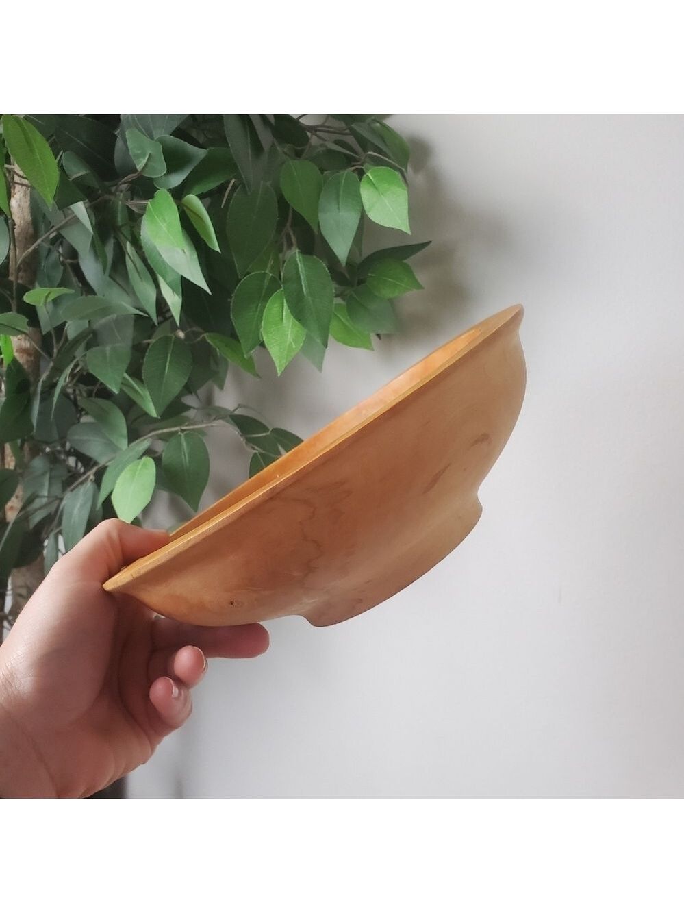Handcrafted Wooden Bowl Mid Century Pedestal Dish Carved